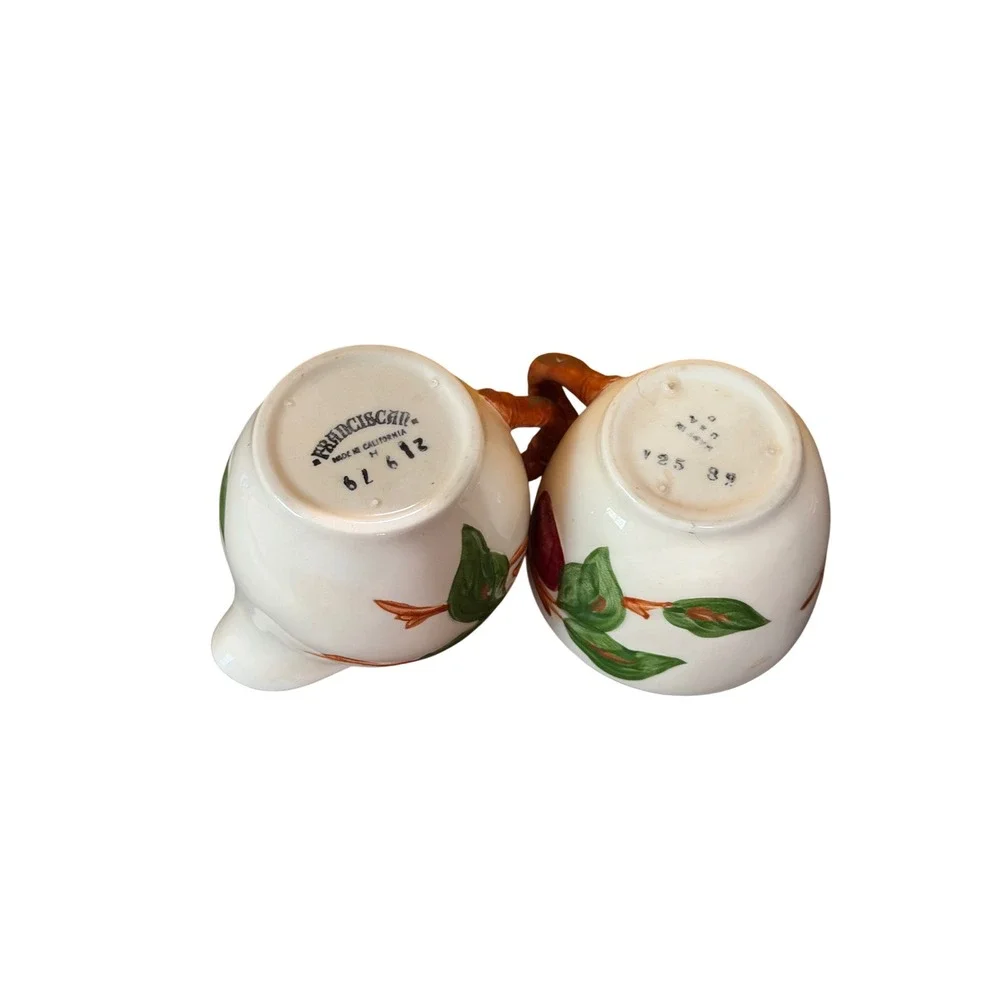 Franciscan Apple Creamer and Sugar Bowl Set Vintage California Earthenware